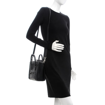 Celine Drummed Calfskin Nano Luggage Black 2 of 11