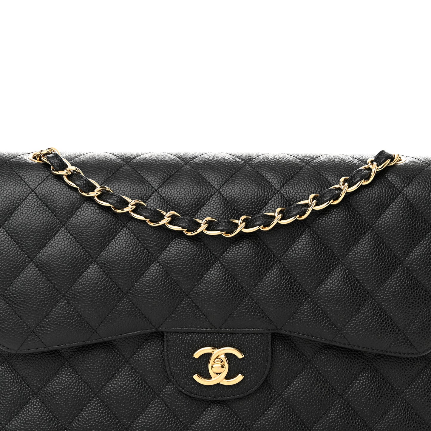 Caviar Quilted Jumbo Double Flap Black