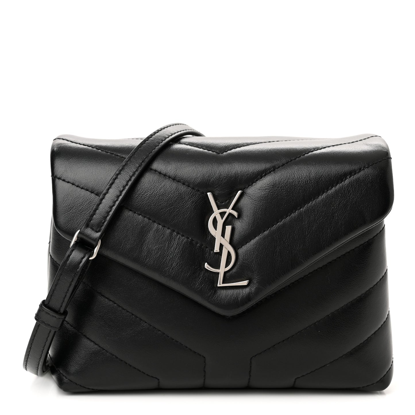 Calfskin Y Quilted Monogram Toy Loulou Crossbody Bag Black