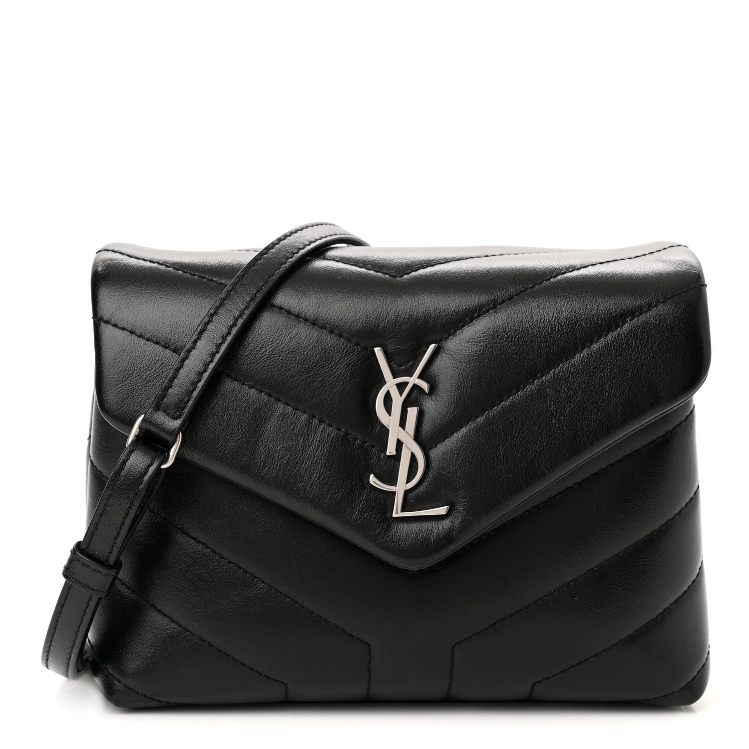Saint Laurent Calfskin Y Quilted Monogram Toy Loulou Crossbody Bag Black 1 of 12