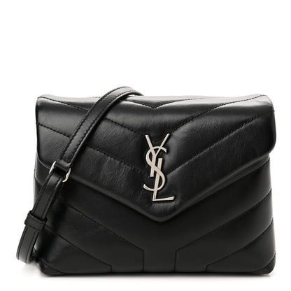 Saint Laurent Calfskin Y Quilted Monogram Toy Loulou Crossbody Bag Black 1 of 12