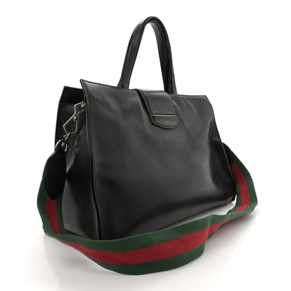 Gucci Calfskin Web Stripe Large Dionysus Tote Bag Black 3 of 16