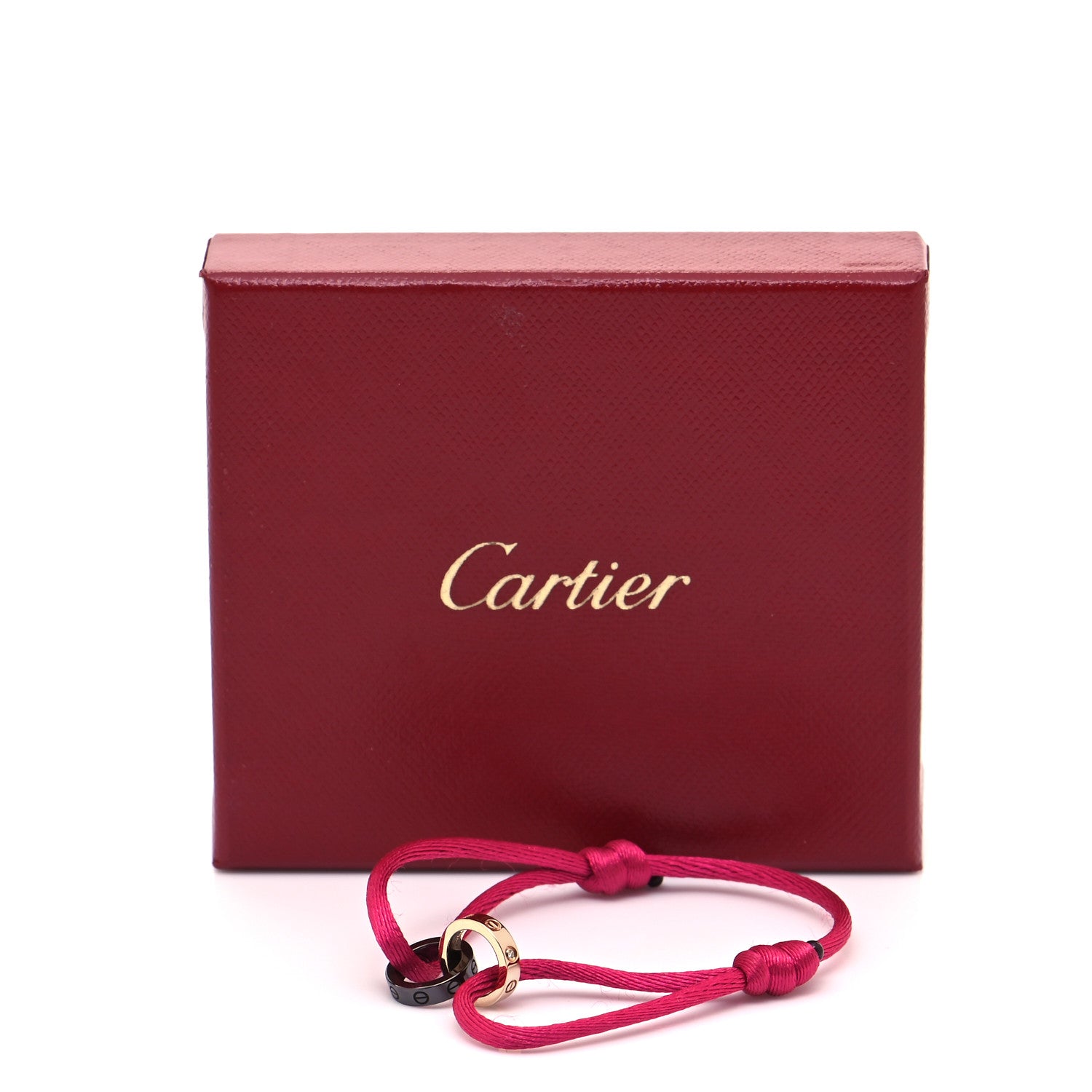Cartier 18K Pink Gold Ceramic 4 Diamond LOVE Cord Bracelet Hot Pink 6 of 6