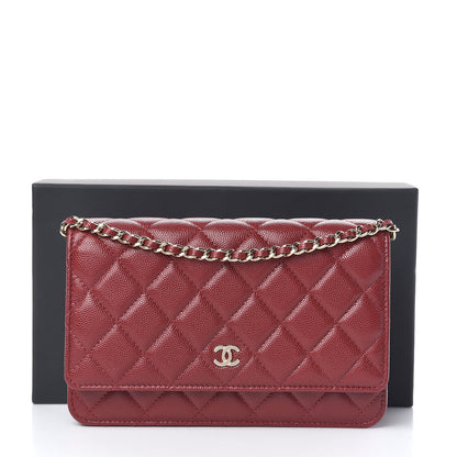 Chanel Caviar Quilted Wallet On Chain WOC Dark Red 11 of 11
