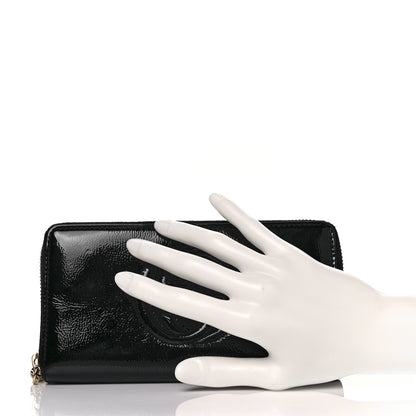 Gucci Patent Calfskin Soho Zip Around Wallet Black 2 of 9
