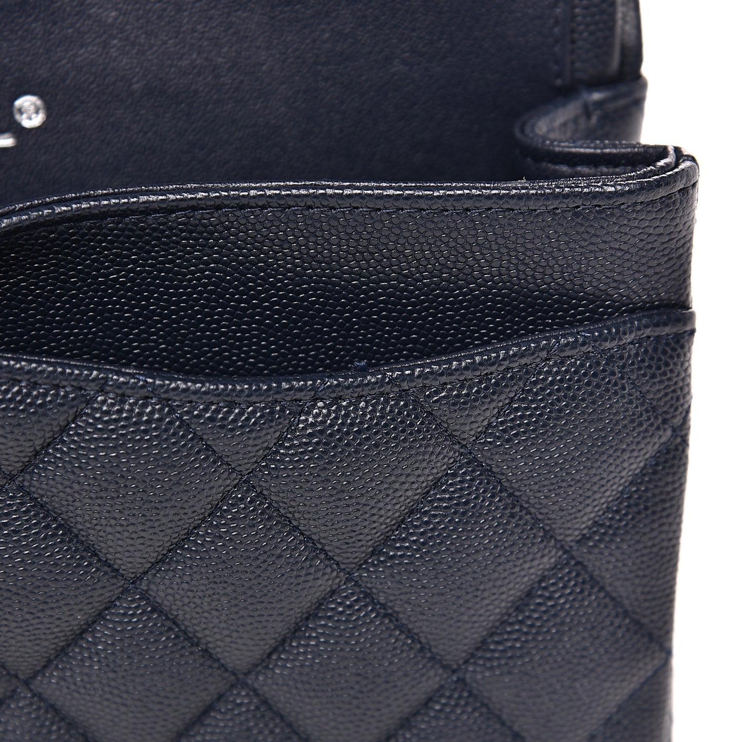Caviar Quilted Small Double Flap Navy