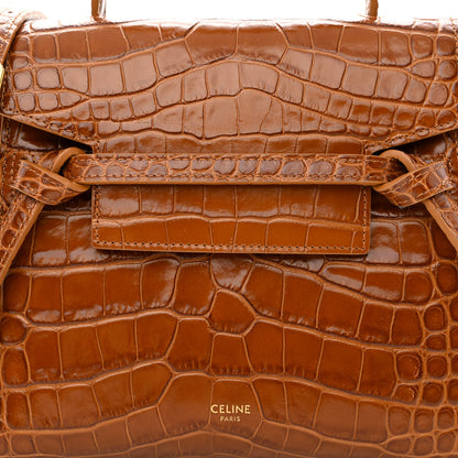 Celine Calfskin Crocodile Embossed Nano Belt Bag Camel 8 of 10
