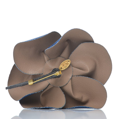 Chanel Denim Camellia Pin Brooch Blue 3 of 6