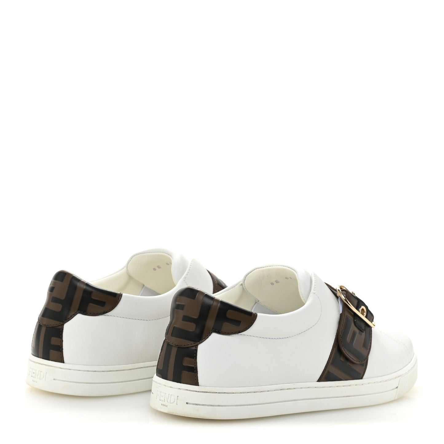 Vitello FF Embossed Womens Slip On Sneakers  39.5 White Maya Black