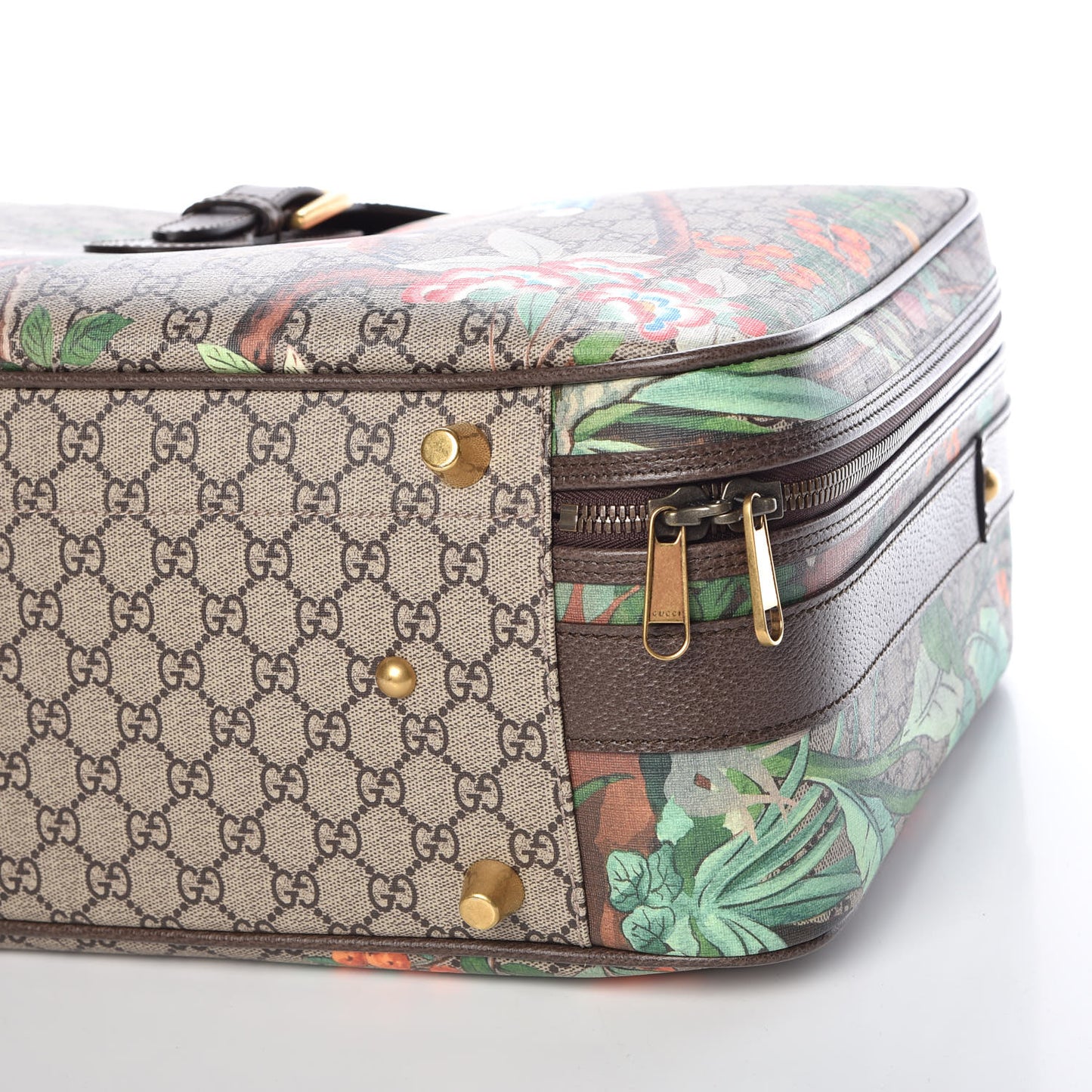 GG Supreme Monogram Tian Web Suitcase Beige Multicolor New Acero