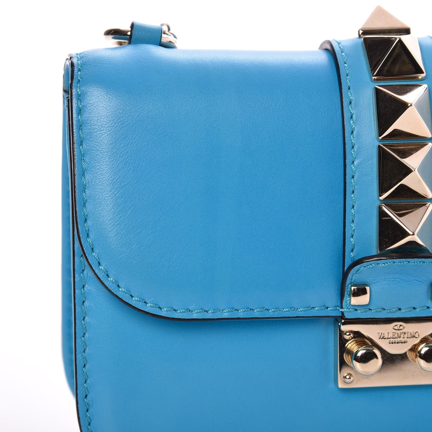 Vitello Small Glam Lock Rockstud Flap Parrot
