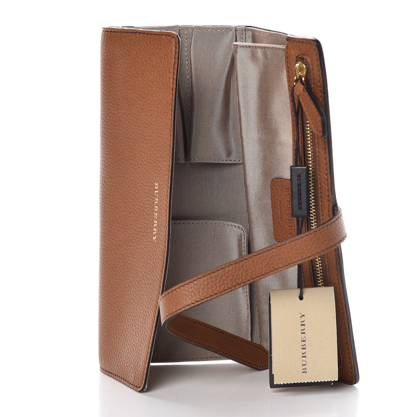 Grained Calfskin Brush Roll Tan