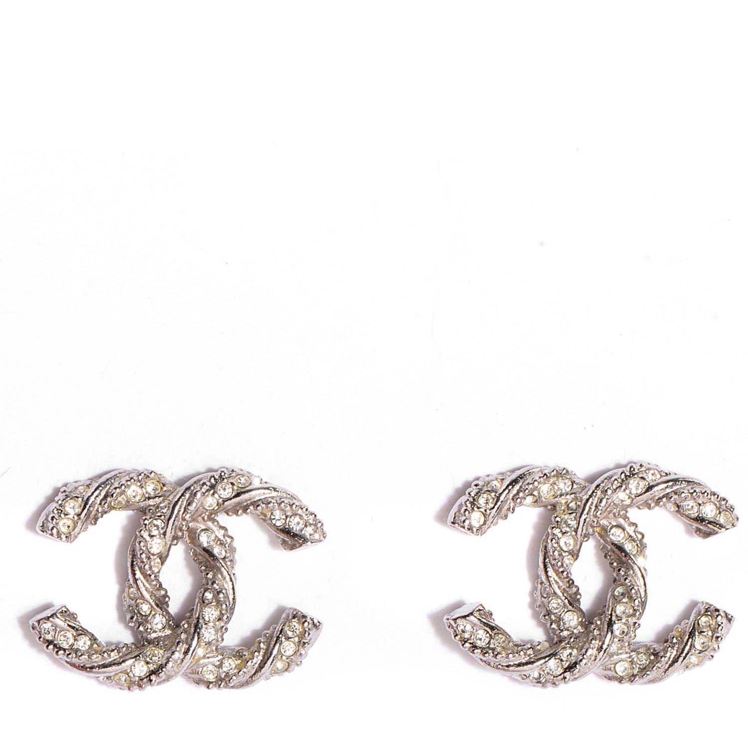 Chanel Crystal CC Earrings Silver 1 of 6