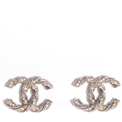 Chanel Crystal CC Earrings Silver 1 of 6