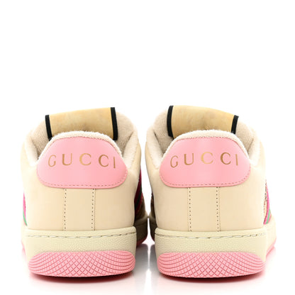 Gucci Calfskin GG Supreme Crystals Web Screener Sneakers 37.5 Beige Ebony Wild Rose 5 of 9