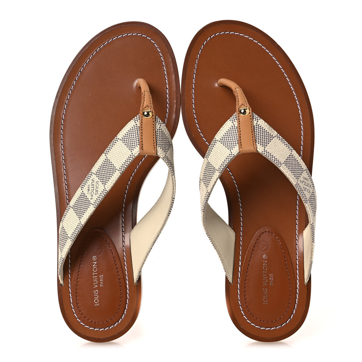 Damier Azur Sunny Flat Thong Sandals 38