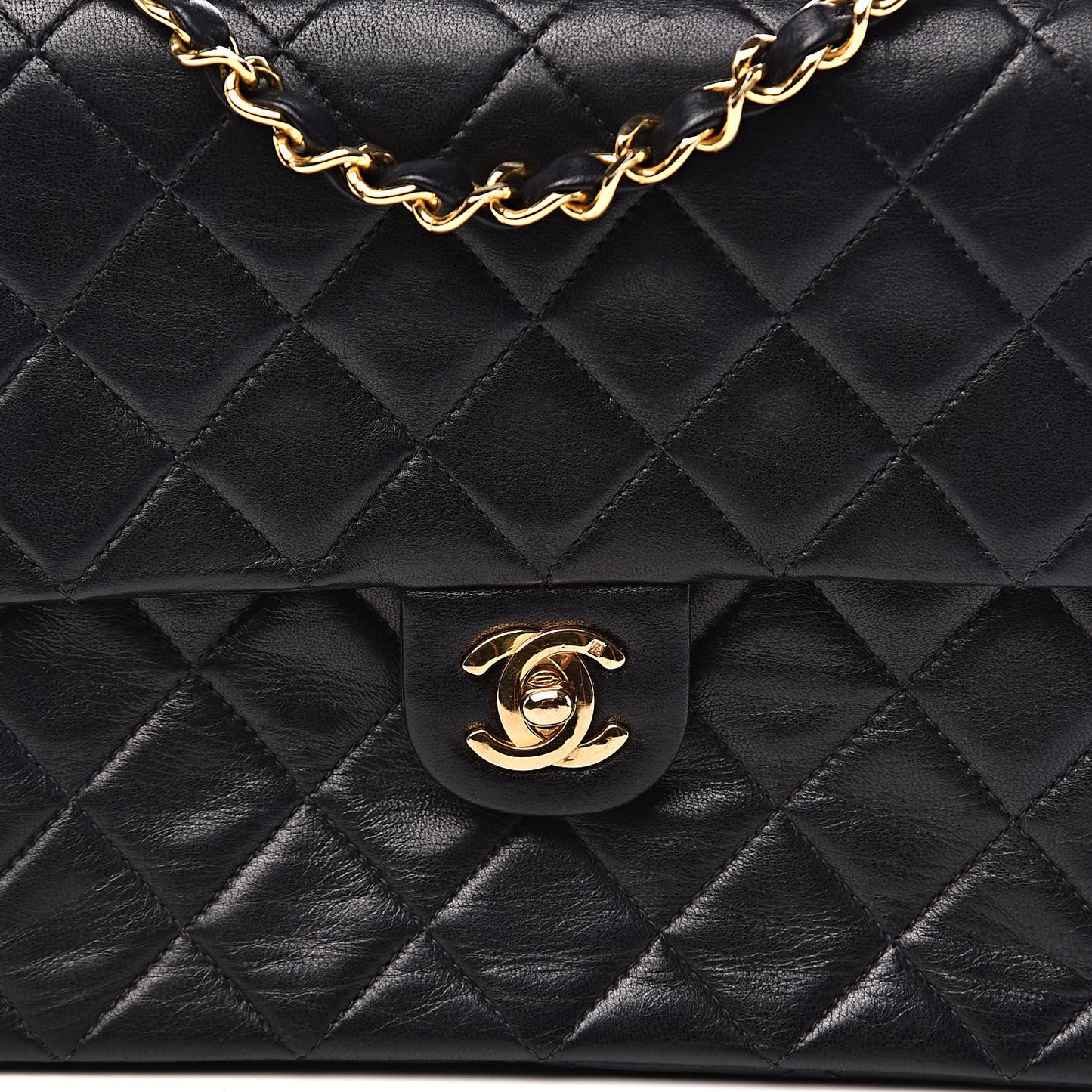 Lambskin Quilted Mini Square Flap Bag Black
