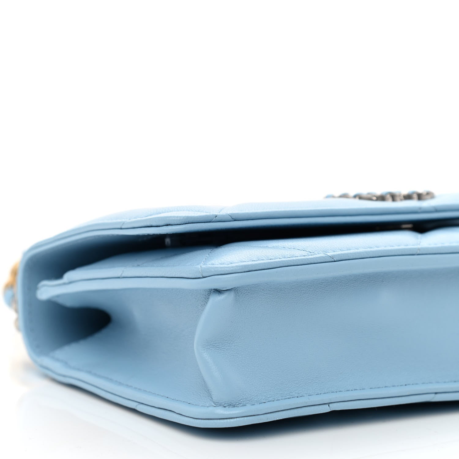 Chanel Lambskin Quilted Chanel 19 Wallet On Chain WOC Light Blue 9 of 11