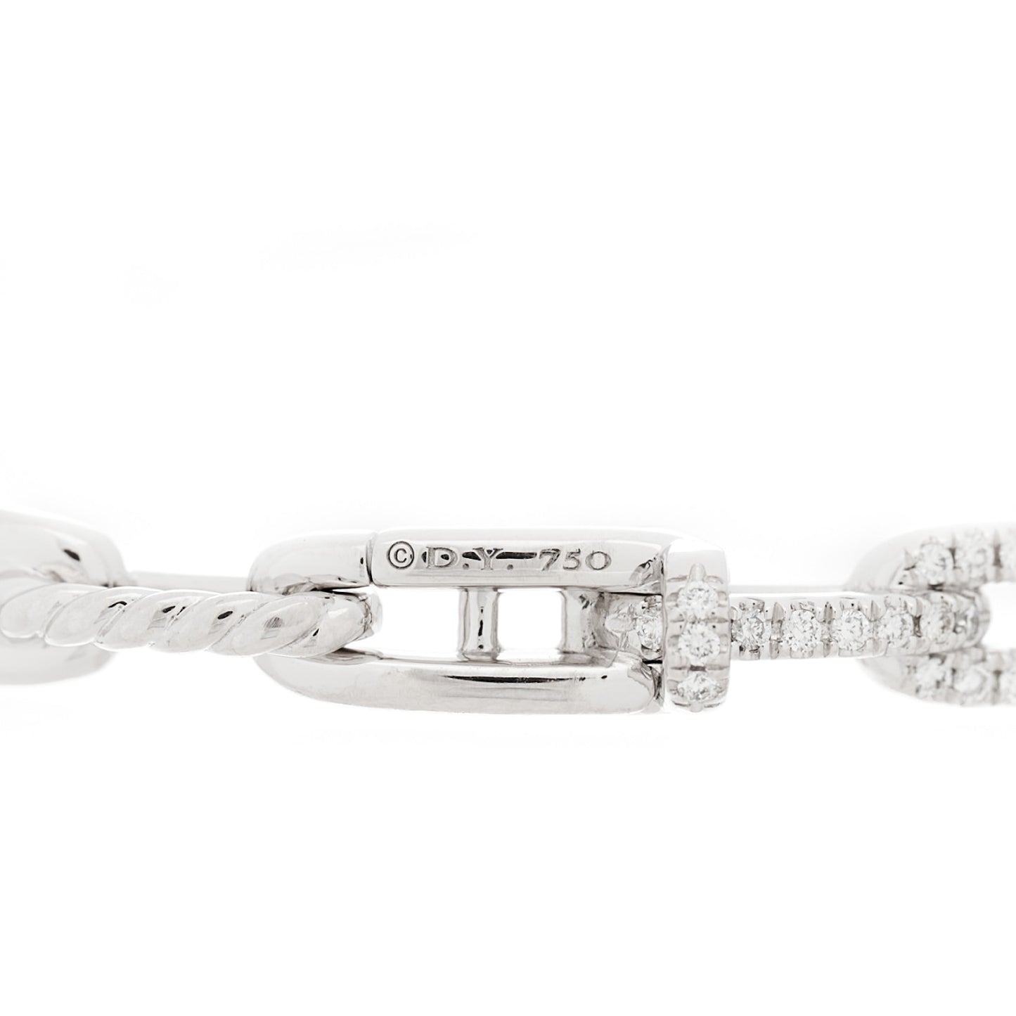 18K White Gold Diamond 4mm Stax Chain Link Bracelet