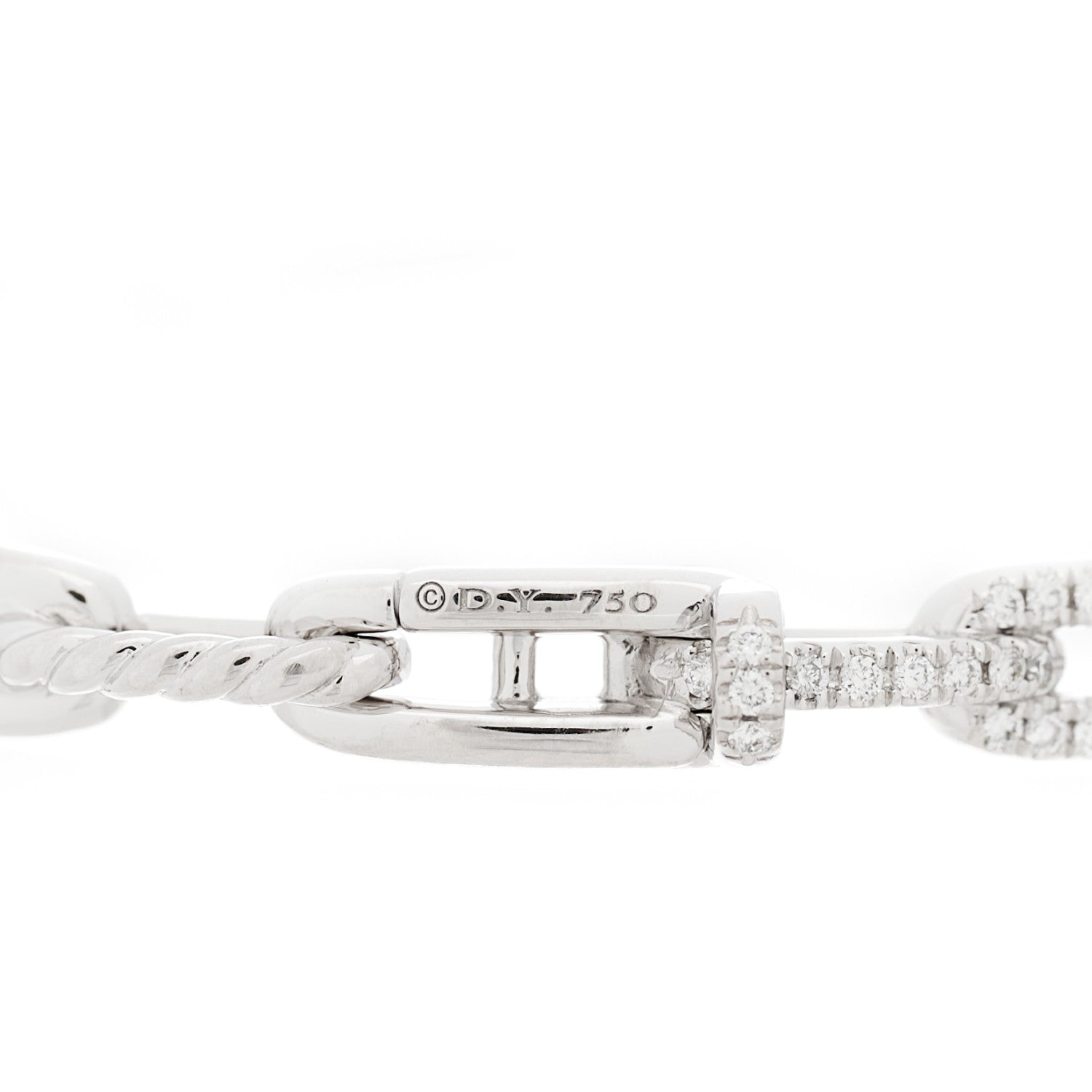 David Yurman 18K White Gold Diamond 4mm Stax Chain Link Bracelet 3 of 3