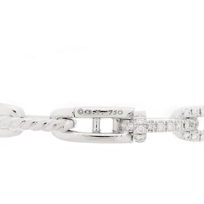 David Yurman 18K White Gold Diamond 4mm Stax Chain Link Bracelet 3 of 3
