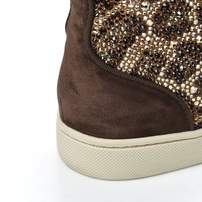 Christian Louboutin Suede Crystal Leopard Print Flat Sneakers 38 Brown 14 of 18