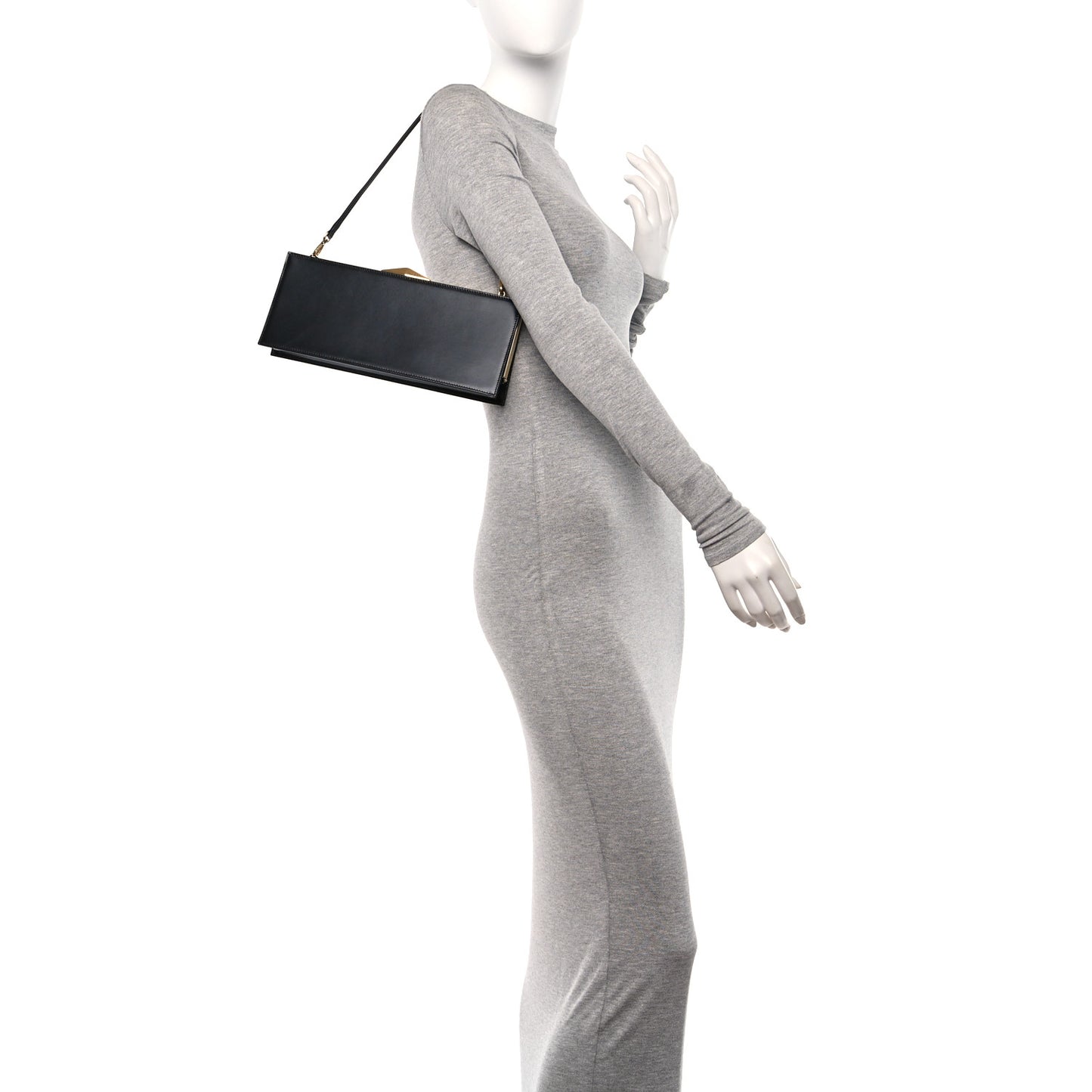 Box Calfskin Diamond Cocktail Clutch Black