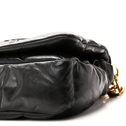 Prada Nappa Soft Padded Logo Embossed Triangle Quilted Small Shoulder Bag Black 9 of 9