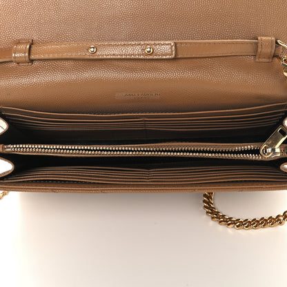 Saint Laurent Grain De Poudre Matelasse Chevron Cassandre Chain Wallet Cork 5 of 12