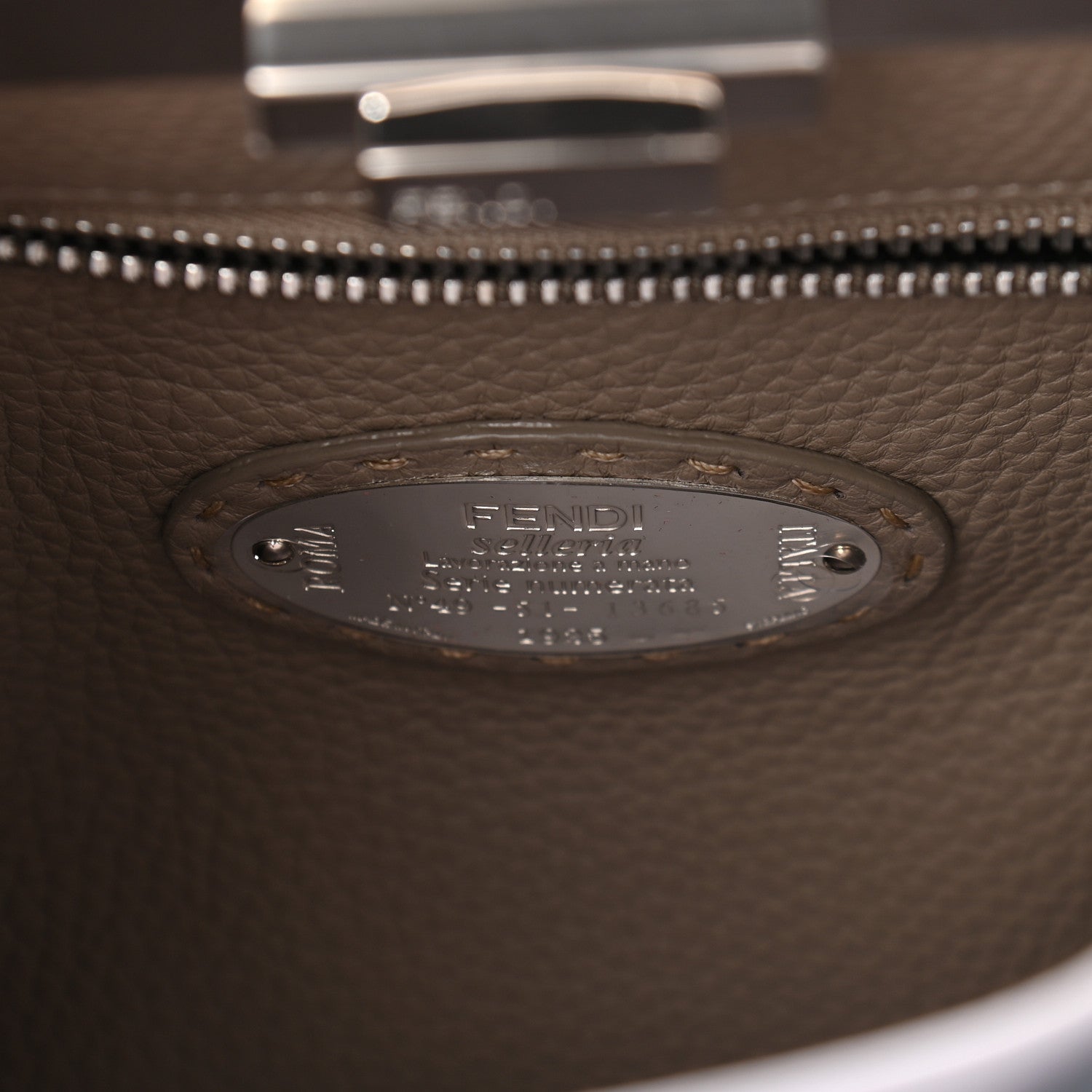 Fendi Cuoio Romano Selleria Vitello Dolce Lace Up Medium Peekaboo Iconic Satchel Nube Corda Tortora 7 of 9