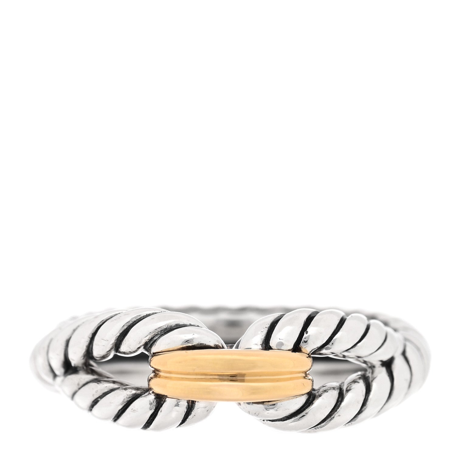 David Yurman Sterling Silver 18K Yellow Gold Cable Loop Ring 52 6 1 of 4