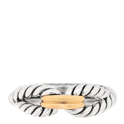 David Yurman Sterling Silver 18K Yellow Gold Cable Loop Ring 52 6 1 of 4