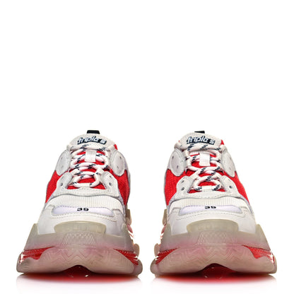 Balenciaga Fabric Mesh Clear Sole Mens Triple S Sneakers 39 White Red 2 of 8