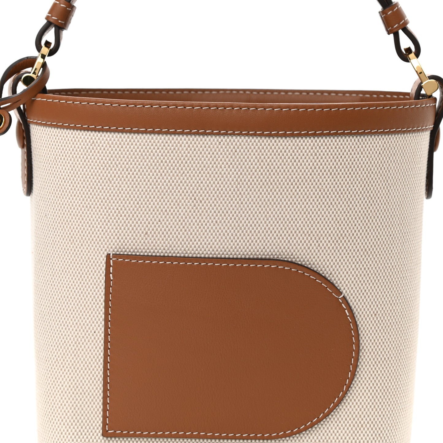 Linen Canvas Supple Calfskin Mini Pin Daily Surpique Bucket Naturel