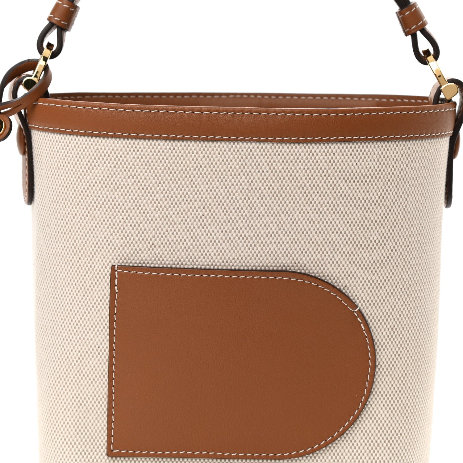 Delvaux Linen Canvas Supple Calfskin Mini Pin Daily Surpique Bucket Naturel 8 of 10