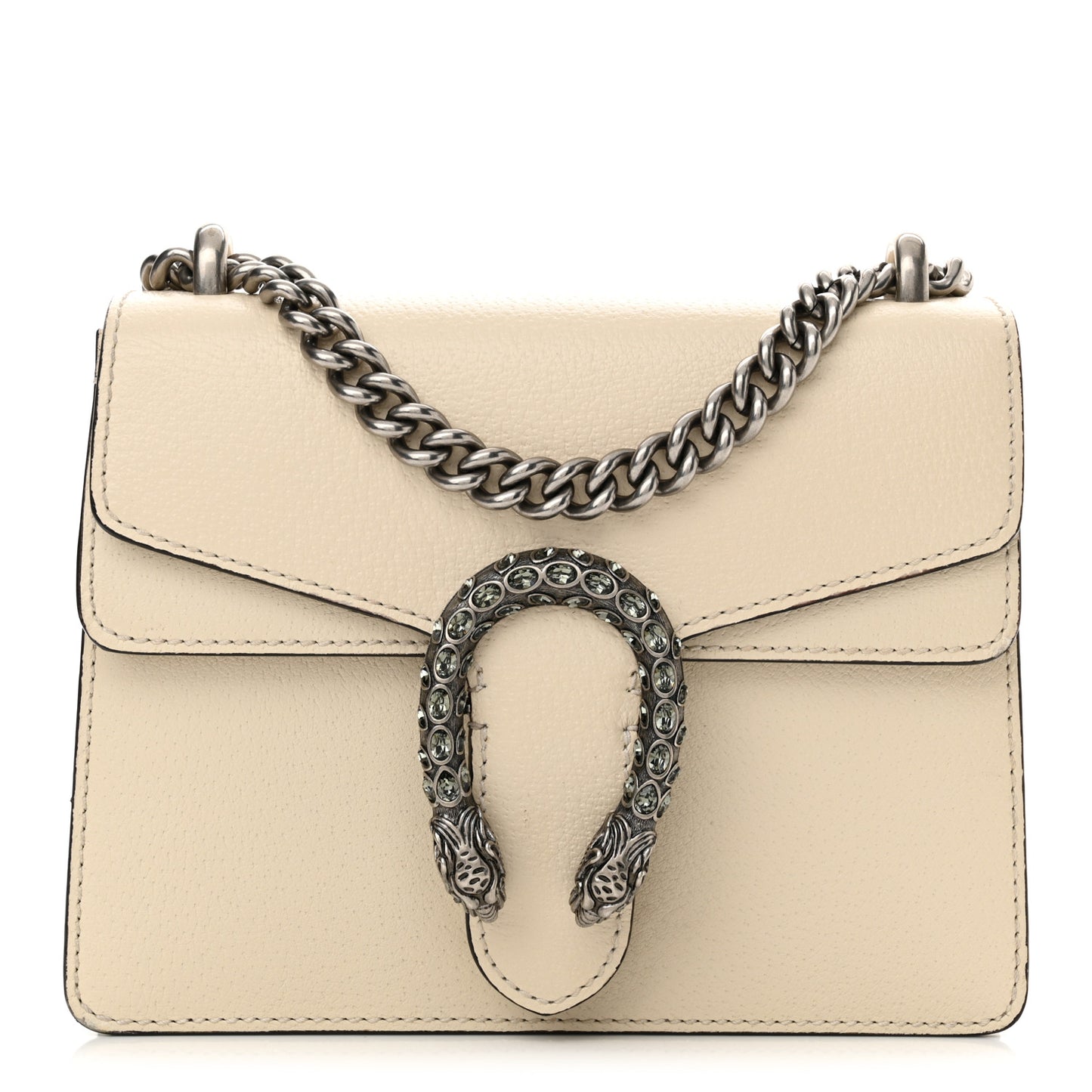 Textured Calfskin Crystal Mini Dionysus Shoulder Bag Mystic White