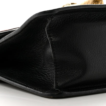 Gucci GG Supreme Monogram Goatskin Pearl Mini Fox Broche Bamboo Top Handle Bag Beige Ebony Black Hibiscus Red Mystic White 9 of 13