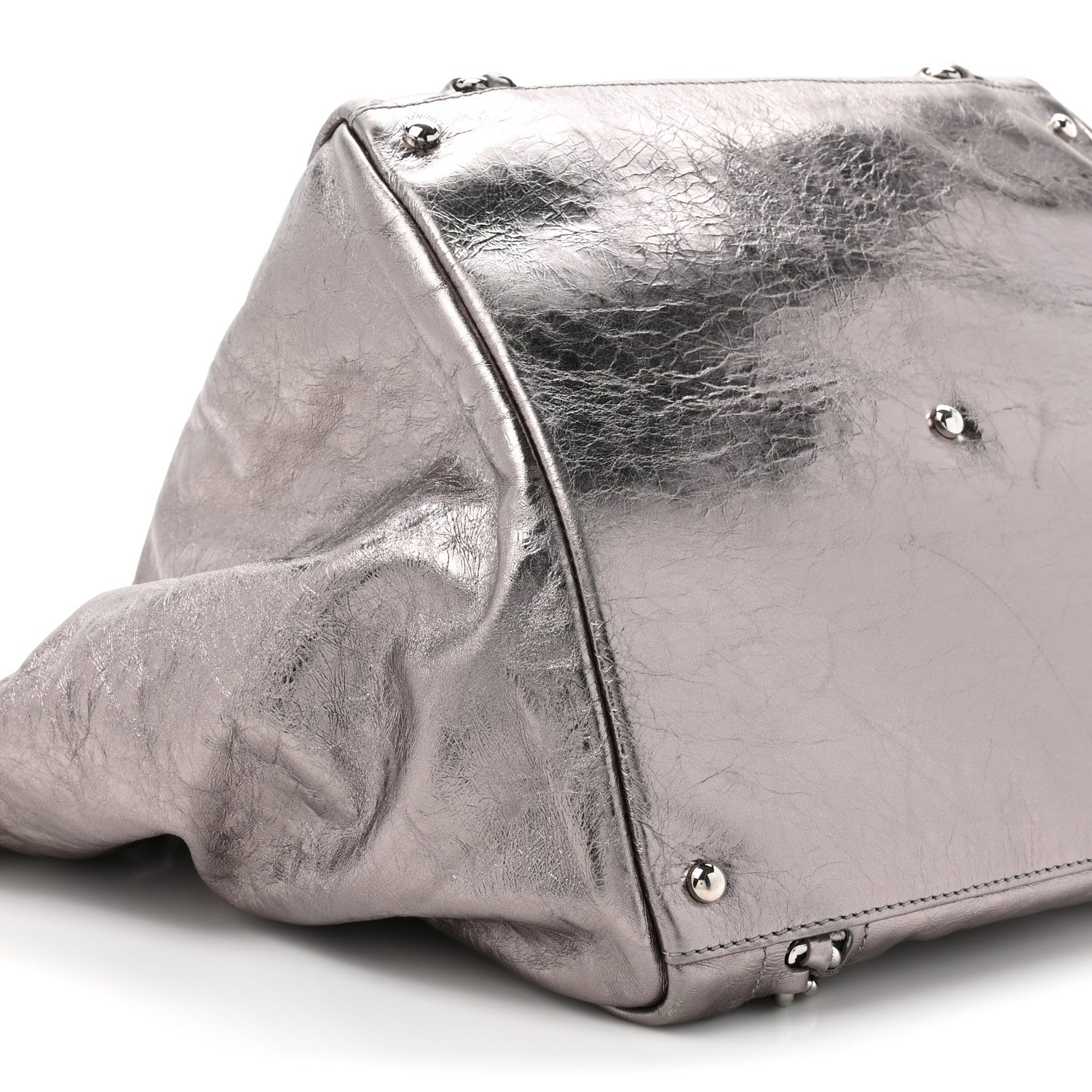 Chanel Metallic Cracked Calfskin Modern Chain Tote Dark Silver 10 of 14