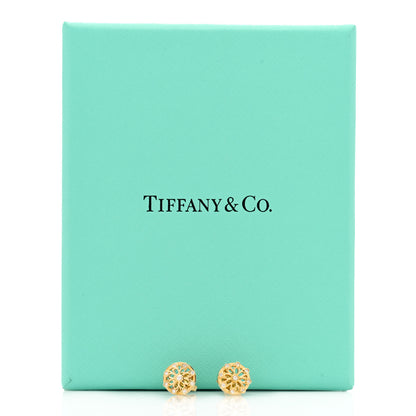 Tiffany 18K Yellow Gold Diamond Flower Stud Earrings 5 of 5