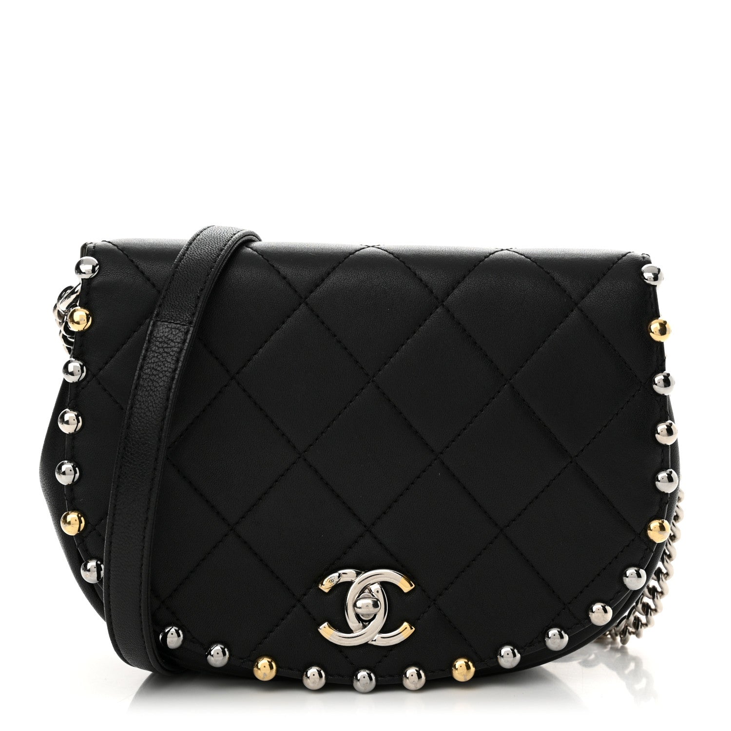 Chanel Lambskin Quilted Small Studded Bubble Flap Black 1 of 10
