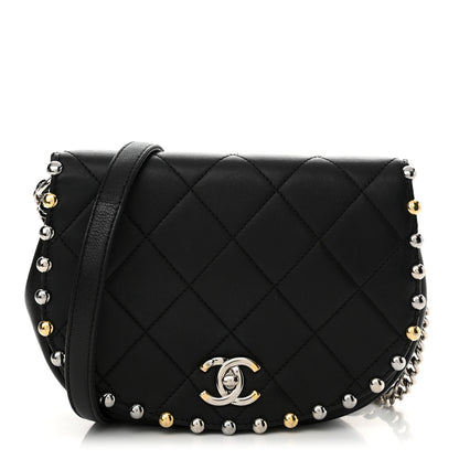 Chanel Lambskin Quilted Small Studded Bubble Flap Black 1 of 10