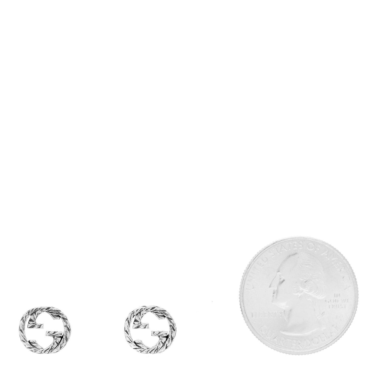 Sterling Silver Textured Interlocking G Stud Earrings