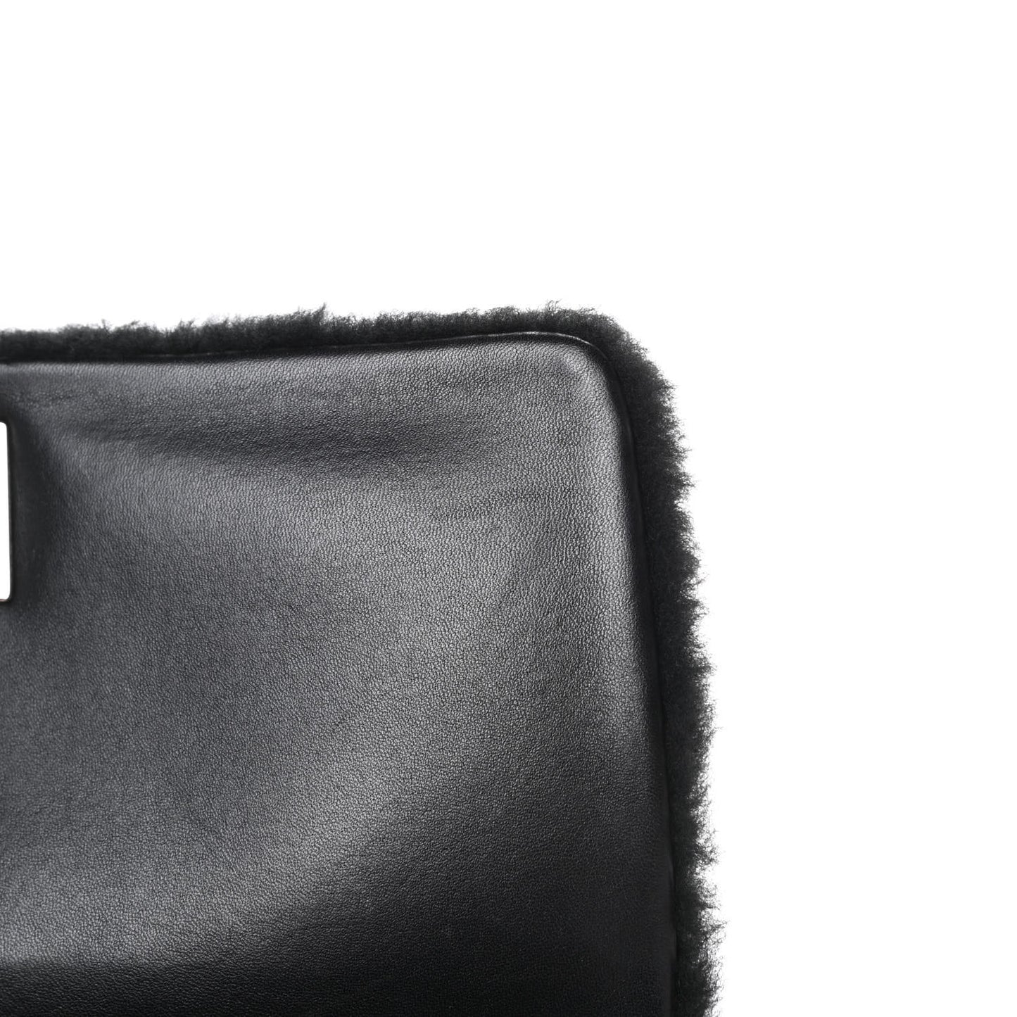 Shearling Lambskin Medium Chanel 100% Flap Black