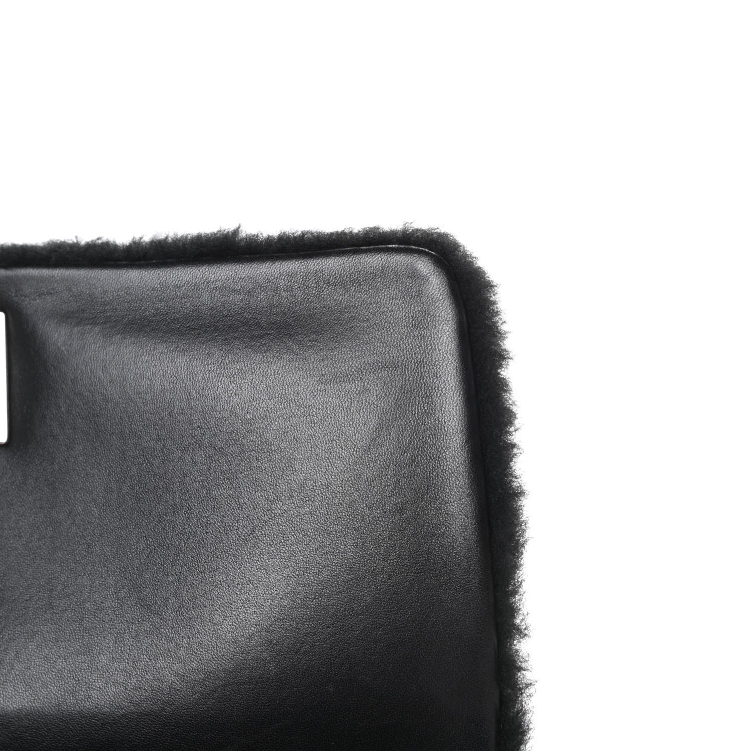 Chanel Shearling Lambskin Medium Chanel 100% Flap Black 13 of 14
