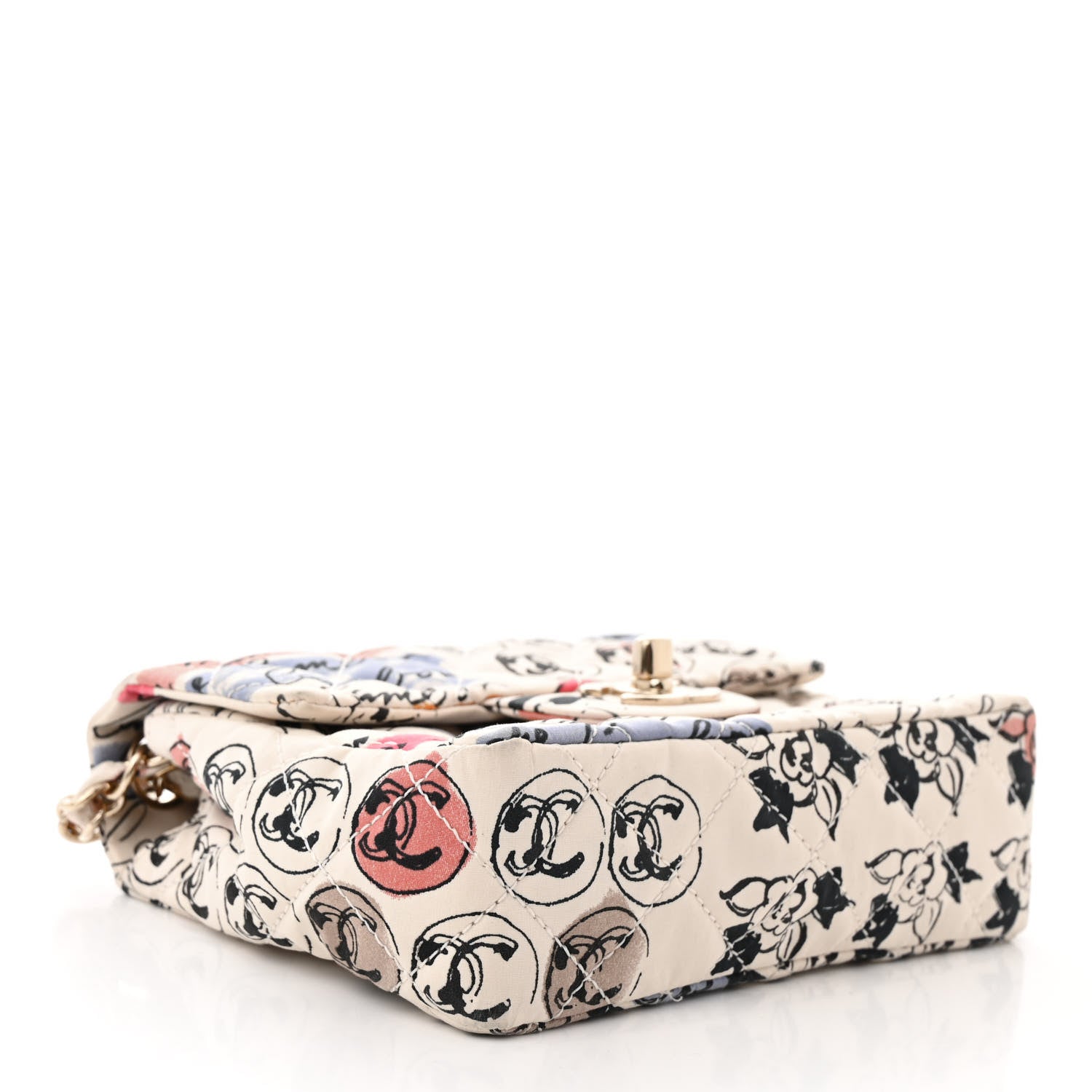 Chanel Nylon Quilted Rue Cambon Camellia Printed Mini Flap White Multicolor 4 of 10