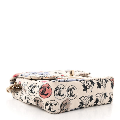 Chanel Nylon Quilted Rue Cambon Camellia Printed Mini Flap White Multicolor 4 of 10