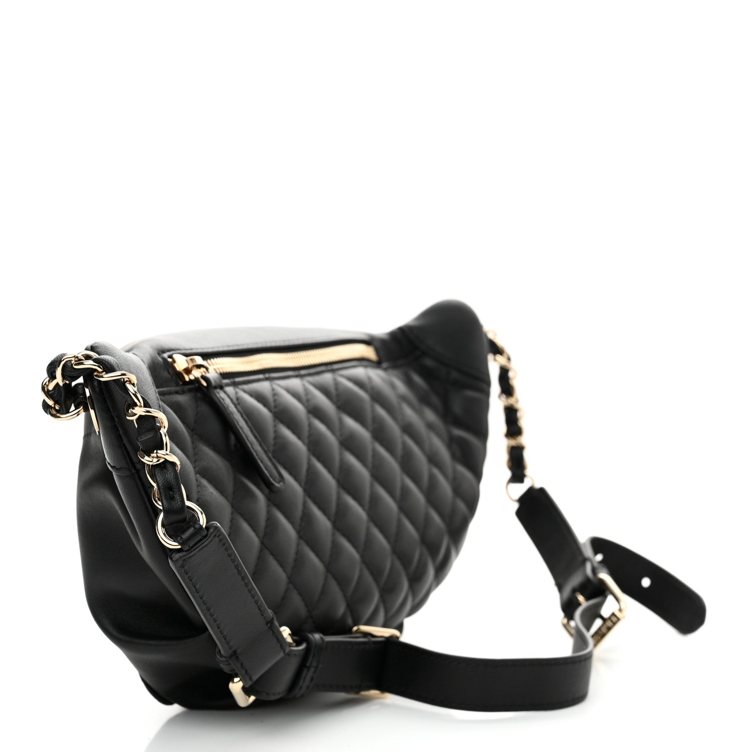 Chanel Lambskin Quilted Waist Bag Fanny Pack Black 3 of 11