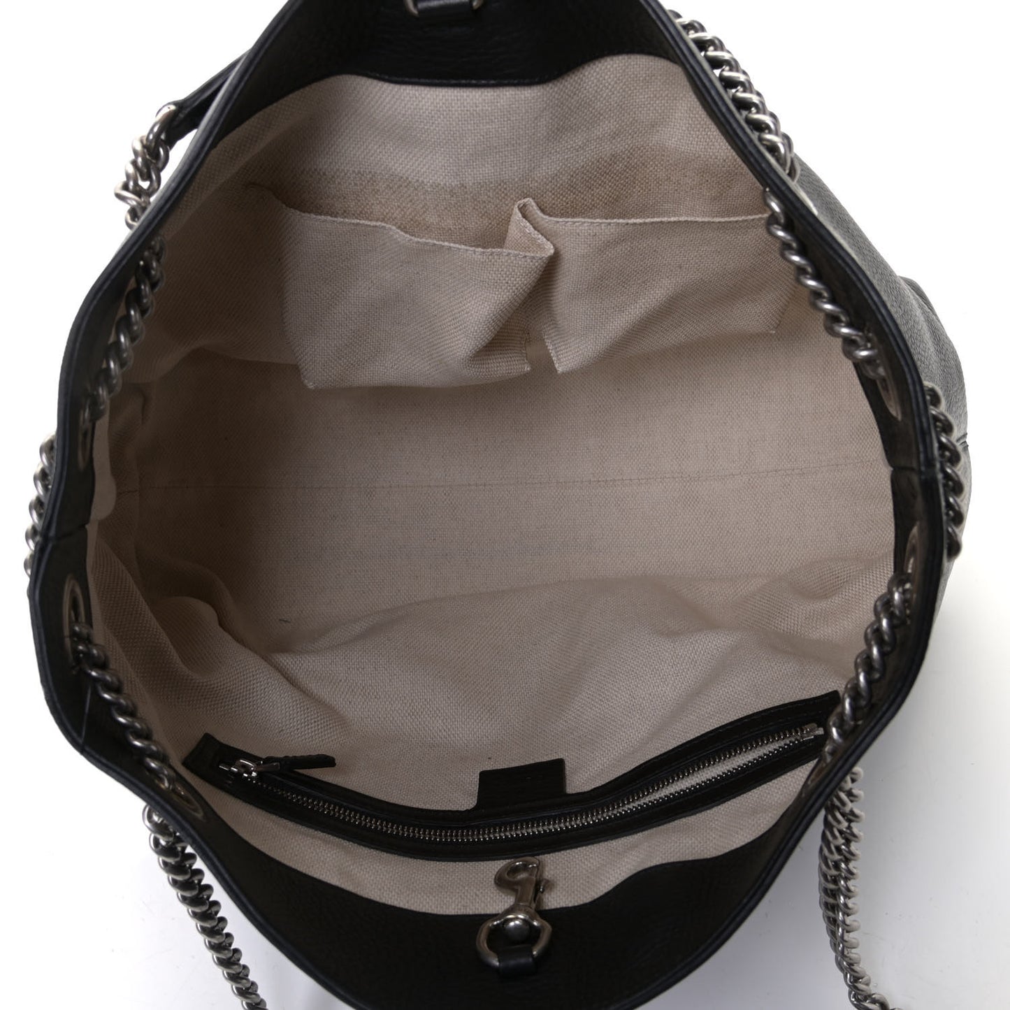 Pebbled Calfskin Studded Medium Soho Chain Shoulder Bag Black