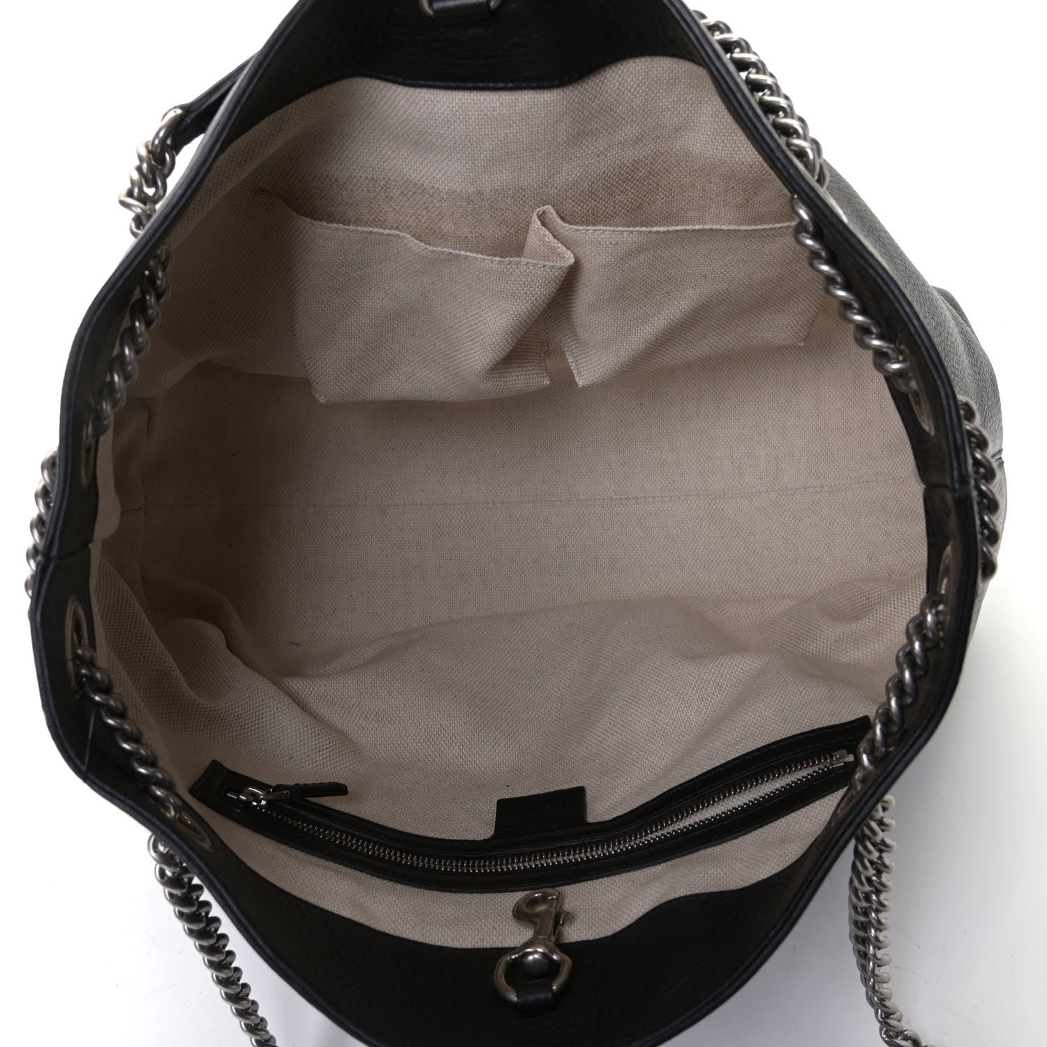 Gucci Pebbled Calfskin Studded Medium Soho Chain Shoulder Bag Black 5 of 5