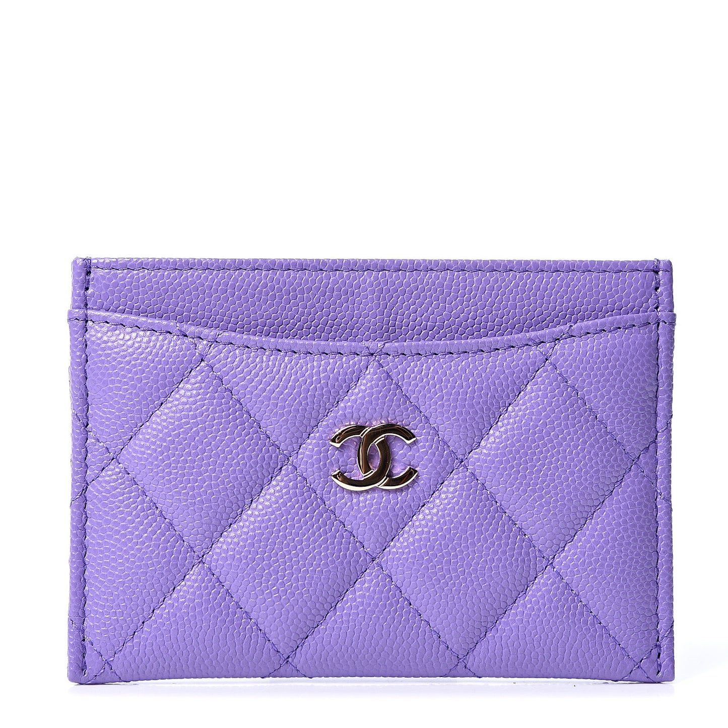 Caviar Quilted Card Holder Purple